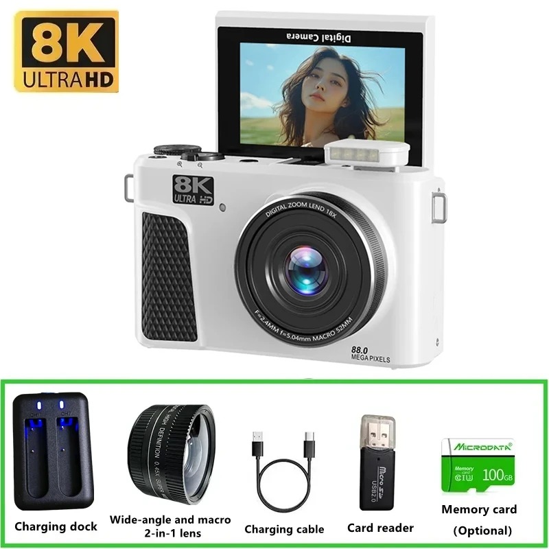 Digital Photo Frame Wifi - WD300 8K Digital Camera 88MP video