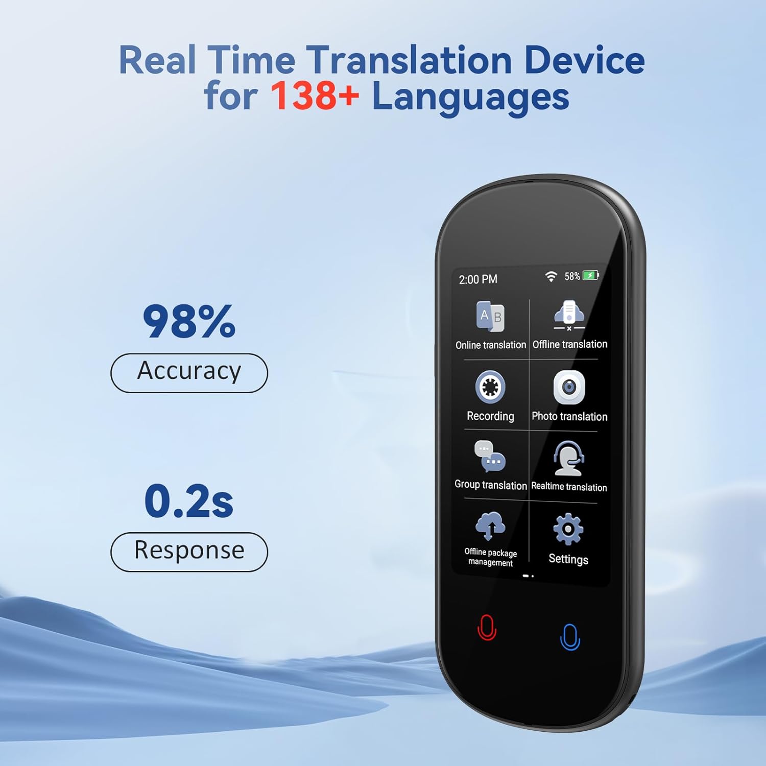 Portable Translator Device - Instant AI Voice Translator Z2 3.1