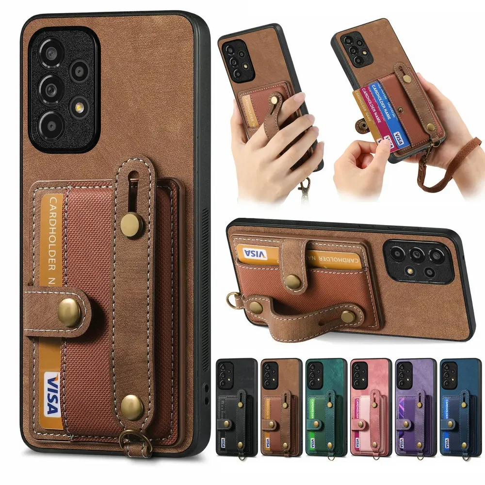 Vivo V40 - Wristband Leather Card Case Back Panel