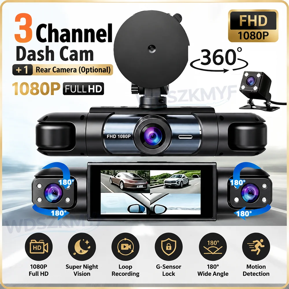 Panoramic Dash Cam 360 - HD 1080P 3/4H 360° Panoramic Dash