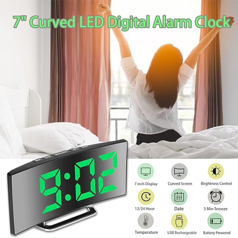 LED Digital Alarm Clock Curved - огляд і ціна Electronics Gadgets For Home