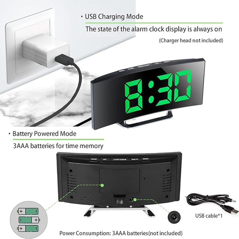 LED Digital Alarm Clock Curved - огляд і ціна Electronics Gadgets For Home
